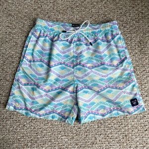 Spicy Tuna Pastel Geometric Pattern Men’s Swim Trunks Size Large